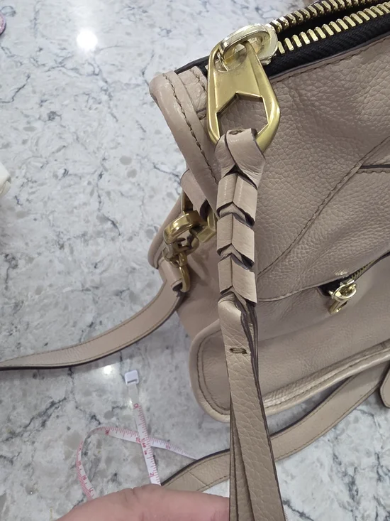 #46 orYANY Tan Leather Braided Satchel Shoulder Bag - Picture 12 of 15